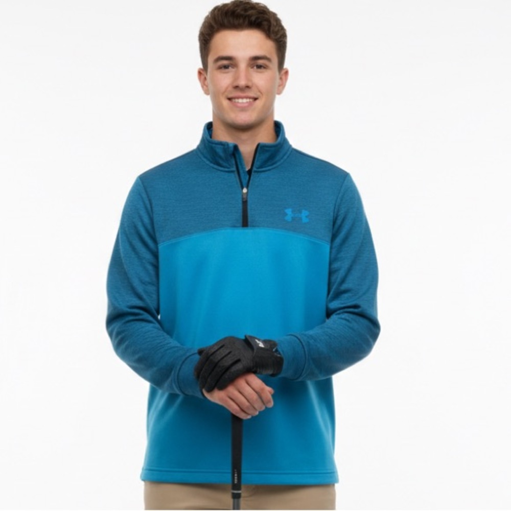 Under Armour Men Small Thermal Warm Fleece Long Sleeve Quarter-Zip Top Shirt